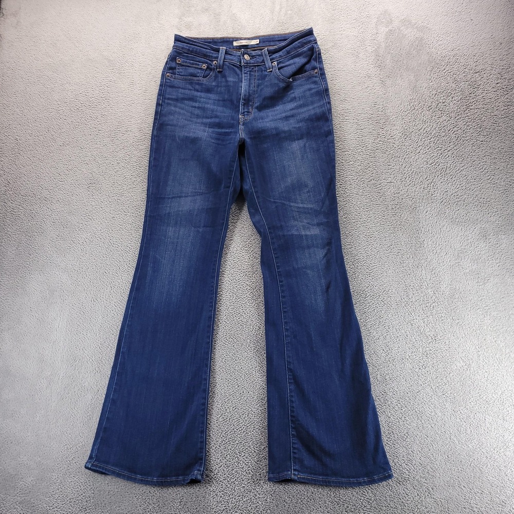 Levis Jeans Womens 29 Blue 726 High Rise Flare Dark Wash Stretch Denim